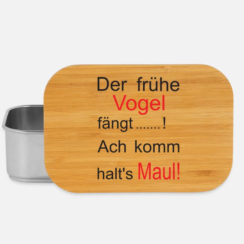 Der frühe Vogel Spruch Grafik - Lunch Box - Silber