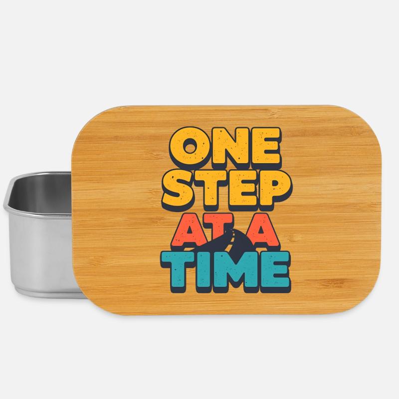 One Step at a Time Retro Motivational Design - Lunch Box - silver