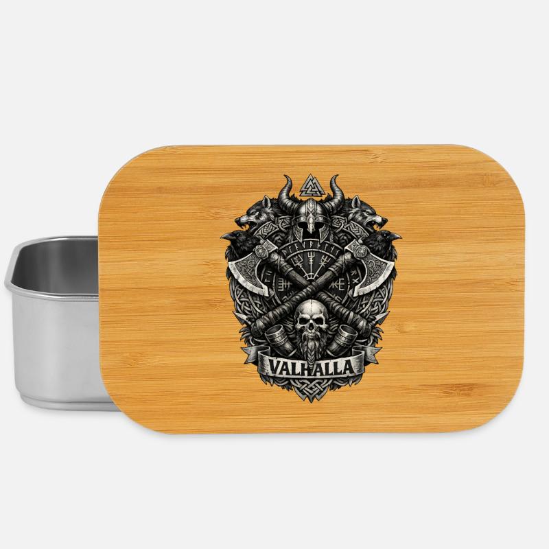 Valhalla Skull Viking Crest - Lunch Box - silver