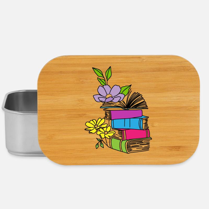 Livres avec des fleurs - Boîte à goûter - argent