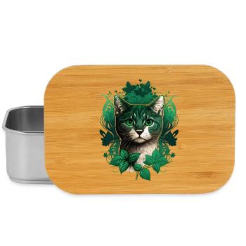 Katze mit Efeu Rahmen - Lunch Box - Silber - Vorne