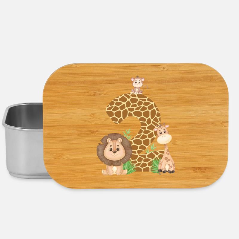 2. Geburtstag Dschungeltiere Giraffe Löwe Affe - Lunch Box - Silber