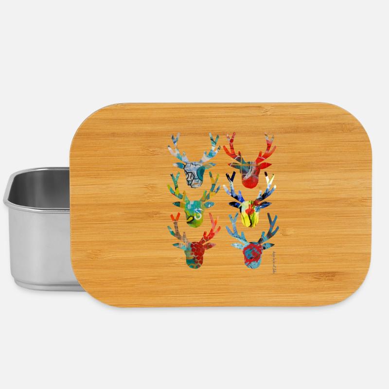 Têtes de cerf colorées abstraites - Boîte à goûter - argent