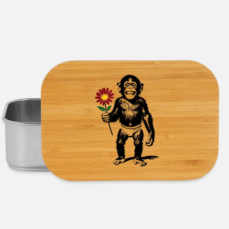 Affe mit Blume Valentinsgeschenk - Lunch Box - Silber