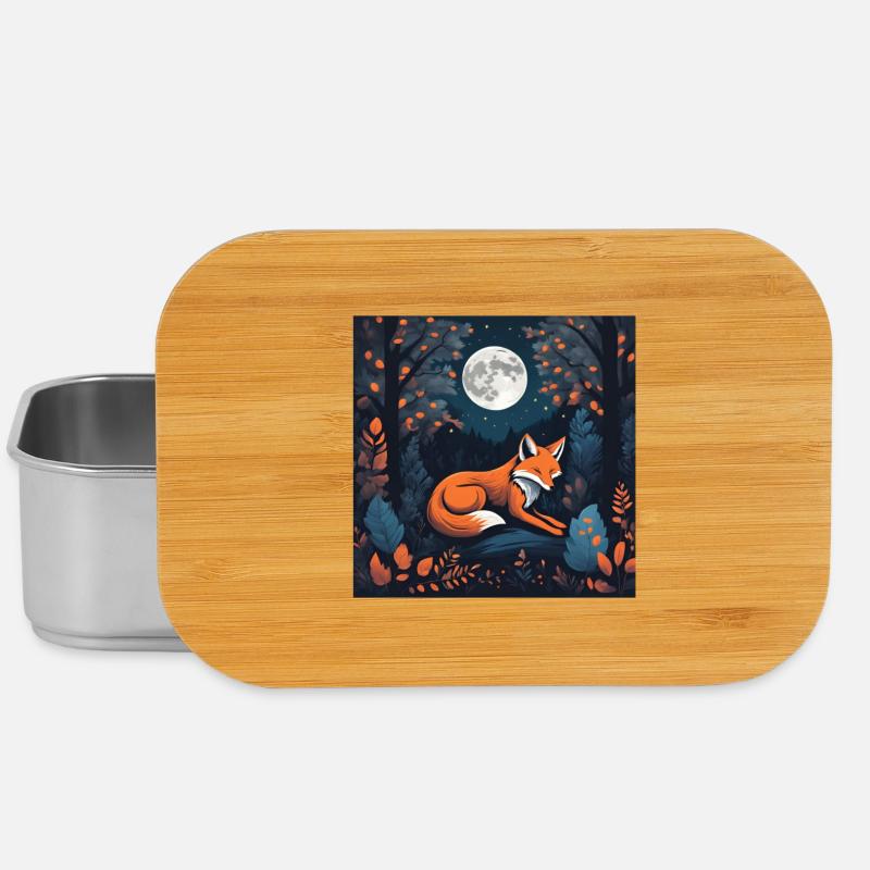 Moonlit Fox in Night Forest - Lunch Box - silver