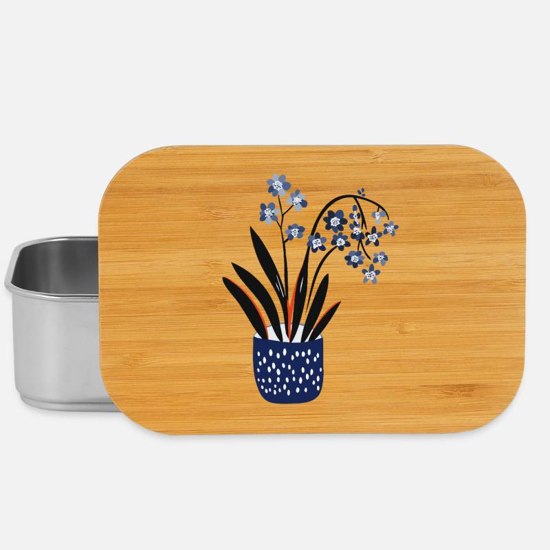 Niedliches Pflanzendesign - Lunch Box - Silber