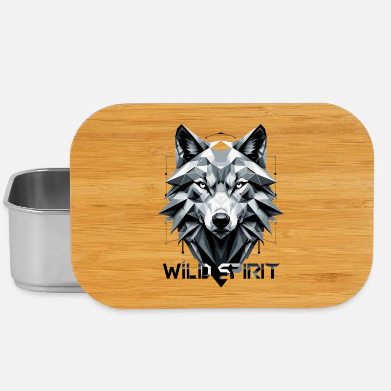 Geometric Wolf Tribal Design - Lunch Box - silver