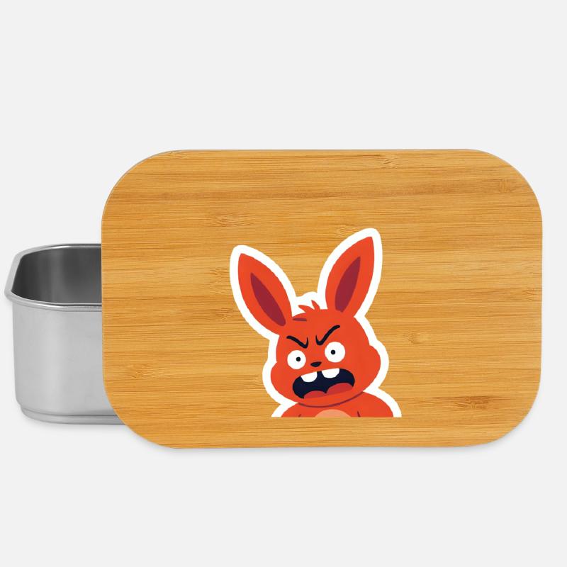 Angry Red Bunny Cartoon - Lunch Box - silver