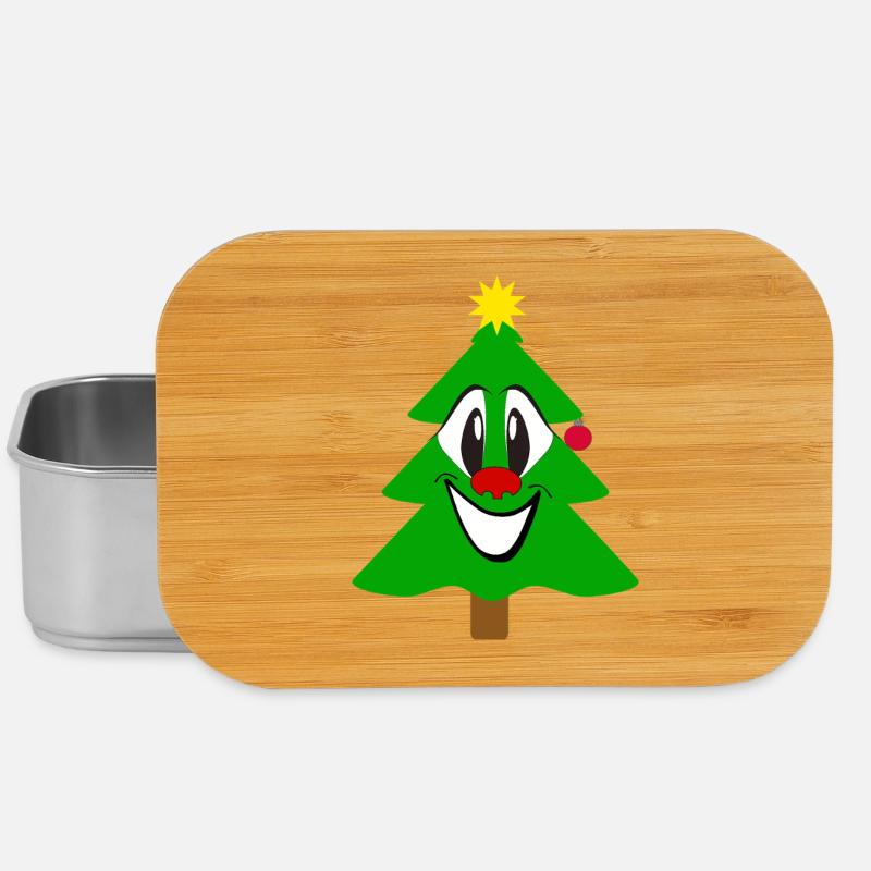 Lachender Weihnachtsbaum Cartoon - Lunch Box - Silber