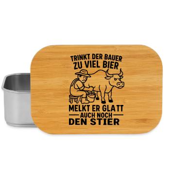 stier melken bauern spruch bier trinken - Lunch Box - Silber - Vorne