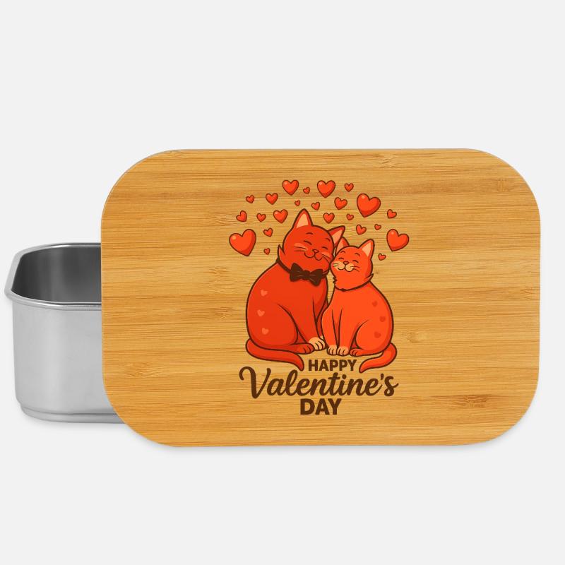 Verliebte Katzen – Valentinstag Illustration - Boîte à goûter - argent
