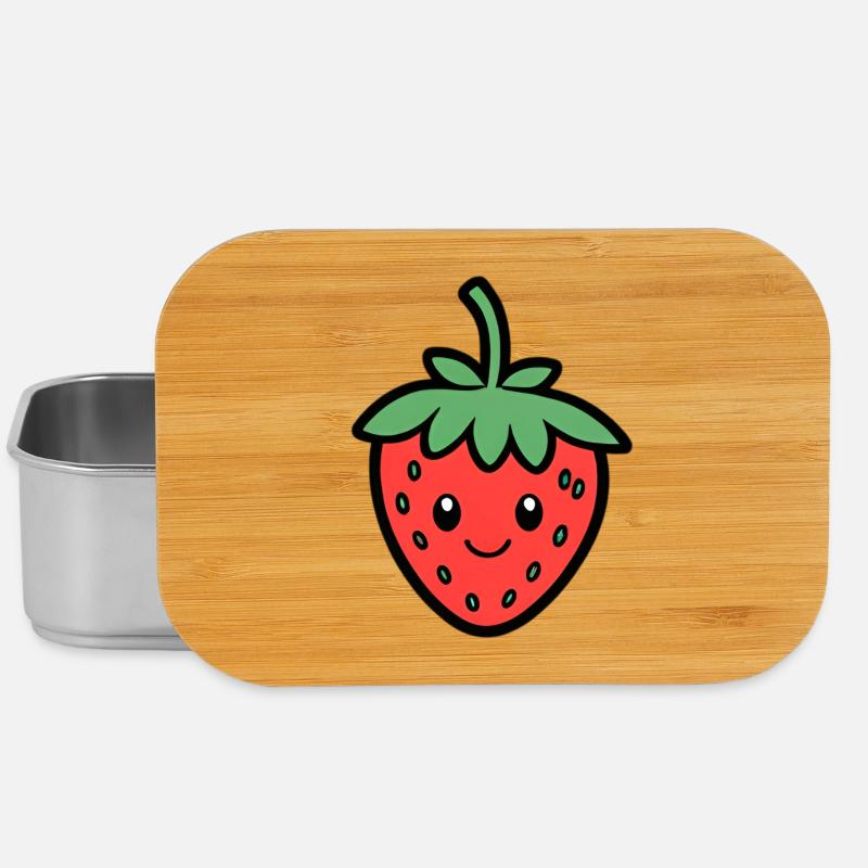 Kawaii Erdbeer Lächeln Design - Lunch Box - Silber