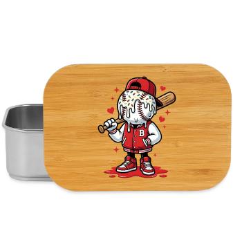 Dessin animé du joueur de baseball doux - Boîte à goûter - argent - Devant