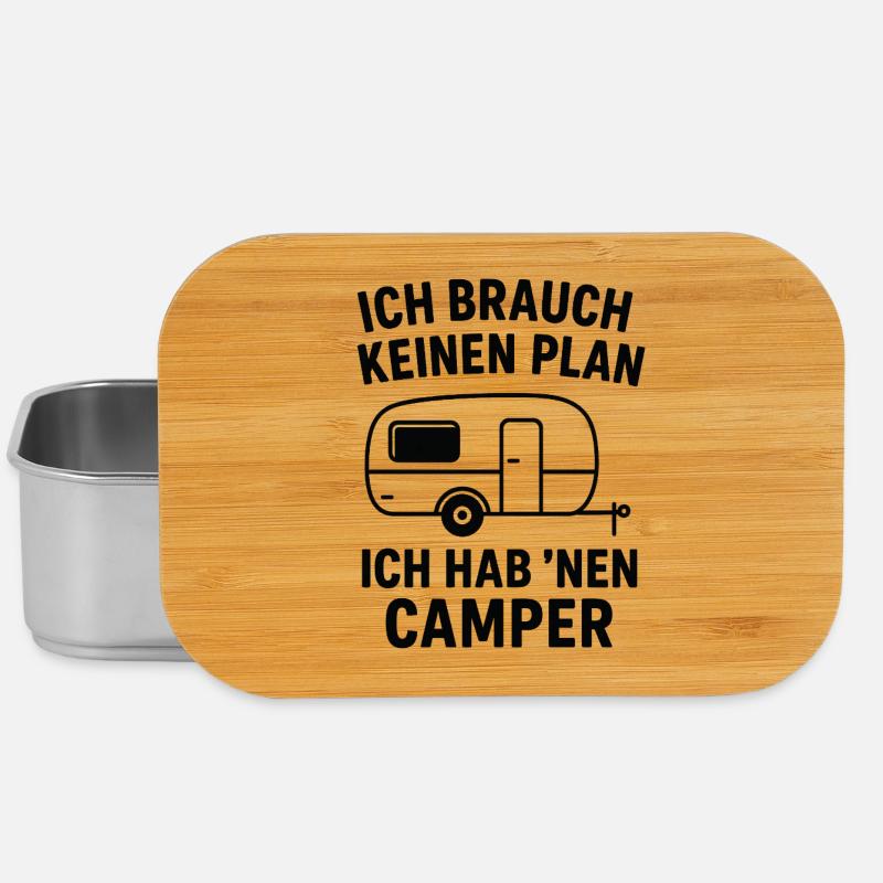 Ich brauch keinen Plan – Camper Spruch - Lunch Box - Silber