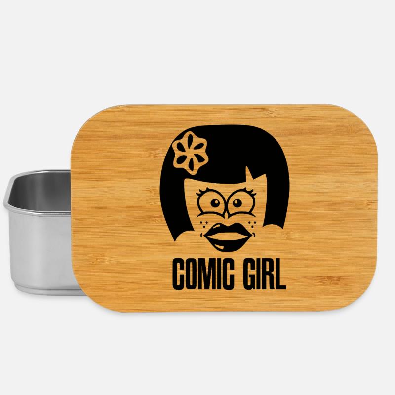 Comic Girl - Black - Lunch Box - silver