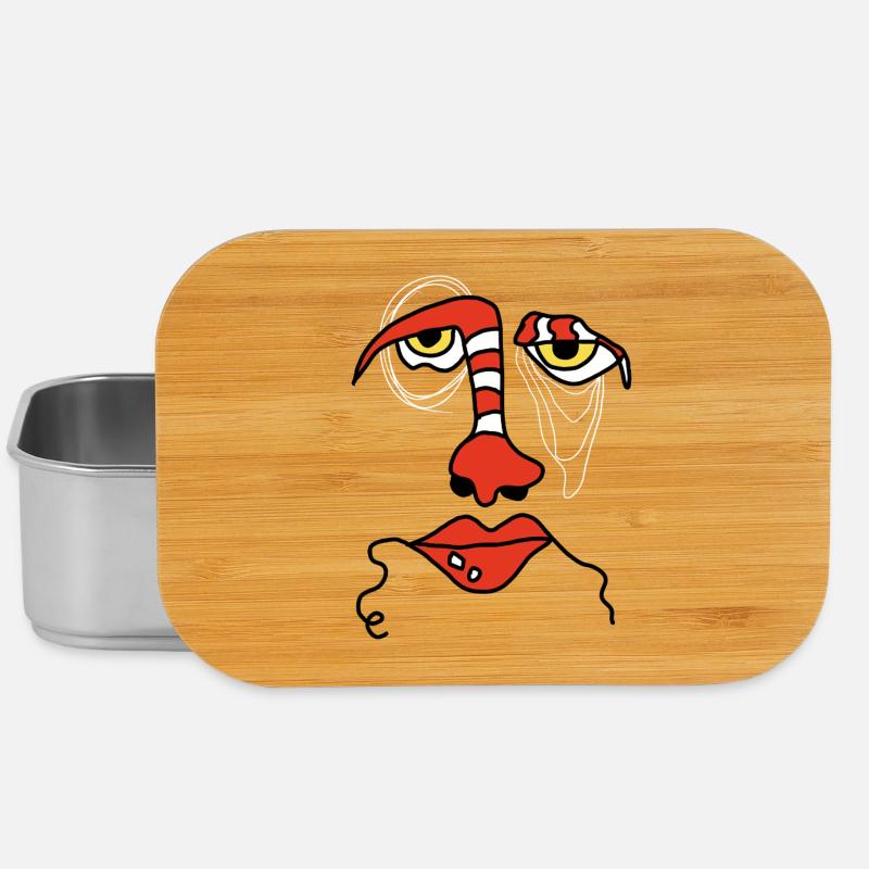 Abstract face with stripes - Lunch Box - silver