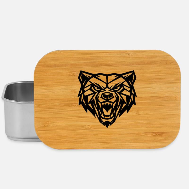 Geometric-style grizzly bear - Lunch Box - silver