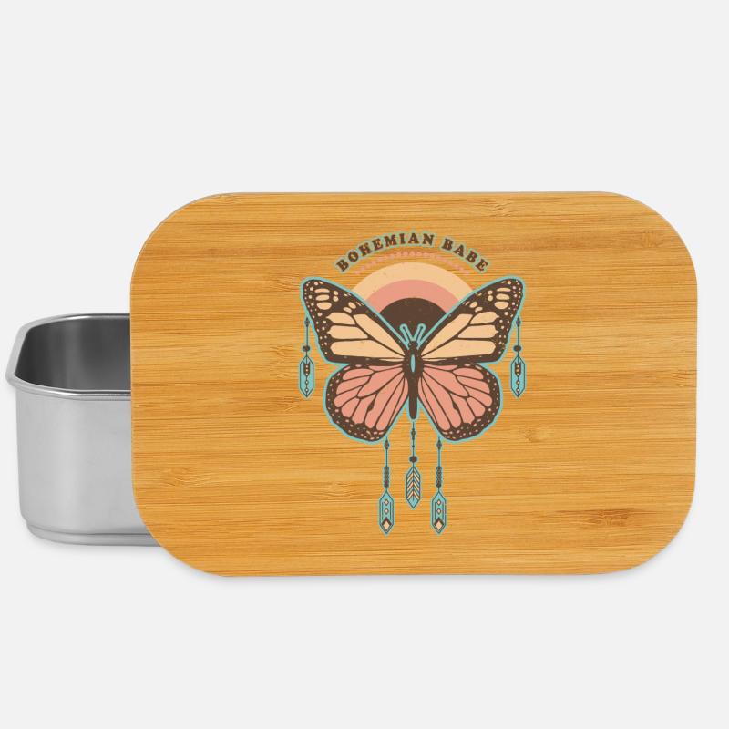 Bohemian Babe - Retro Boho Schmetterling - Lunch Box - Silber