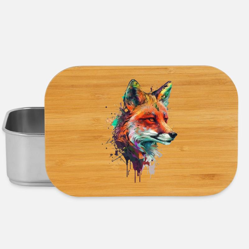 fuchs mit bunten farbklecksen - Lunch Box - Silber