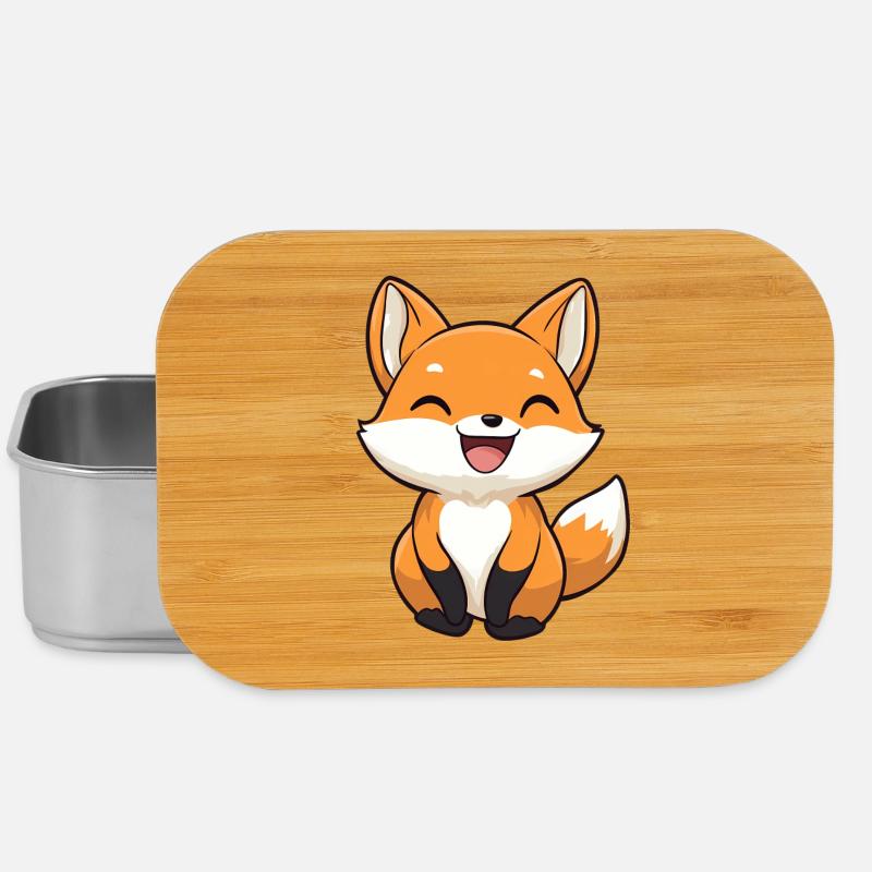 Renard mignon et heureux dans le style dessin animé - Boîte à goûter - argent