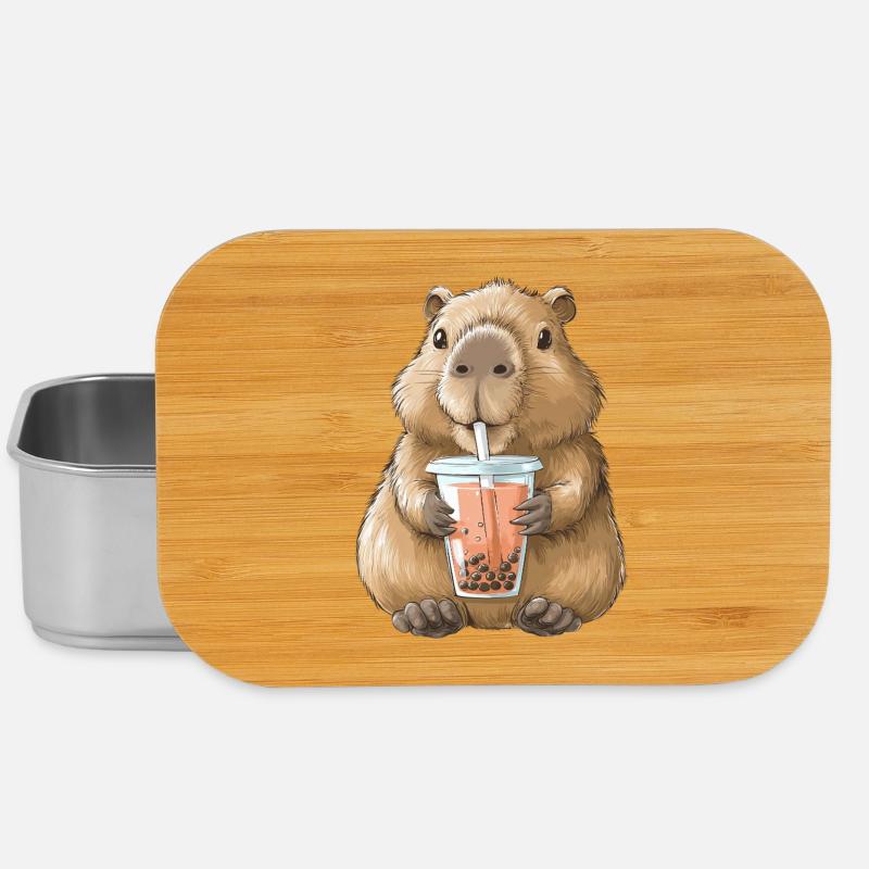 Süßes Anime Capybara Bubble Tea Boba Tea  - Lunch Box - Silber