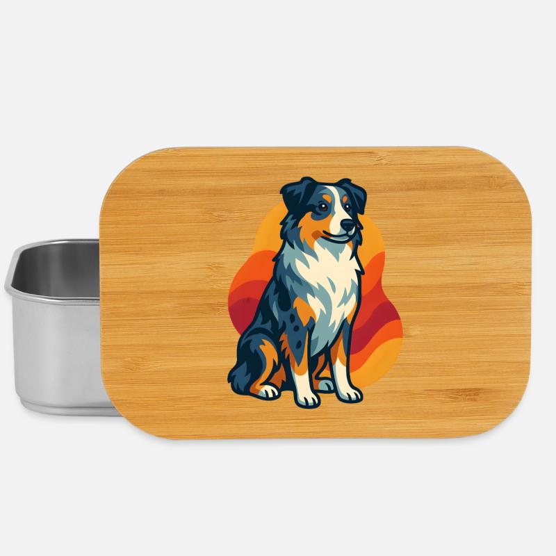 Sunset Australian Shepherd Dog - Lunch Box - silver