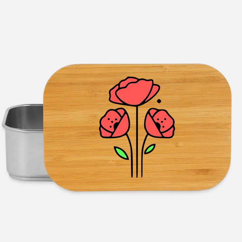 mohnblume-mohnblumen-minimalistisch-line-art-1 - Lunch Box - Silber