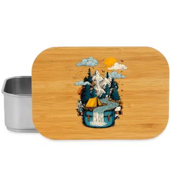 Mountain Lake Path - Camping Backpacker Motif - Lunch Box - silver - Front