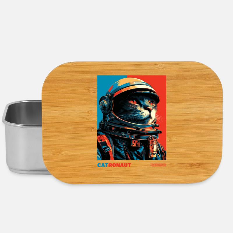 Katzenastronaut - Lunch Box - Silber