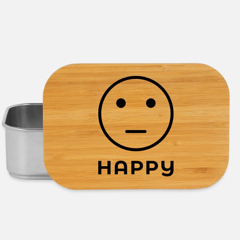 « HAPPY » Visage neutre - Boîte à goûter - argent