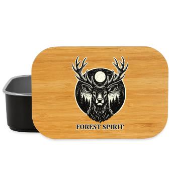 Forest Spirit – Hirsch im Woodcut Stil - Lunch Box - Schwarz - Vorne