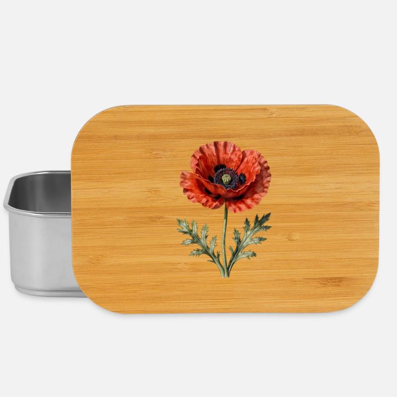 Coquelicot Pavot rouge - Boîte à goûter - argent