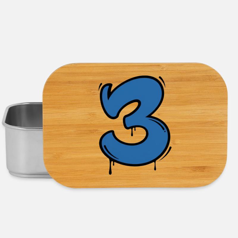 Graffiti Bleu Numéro 3 Gouttes - Boîte à goûter - argent