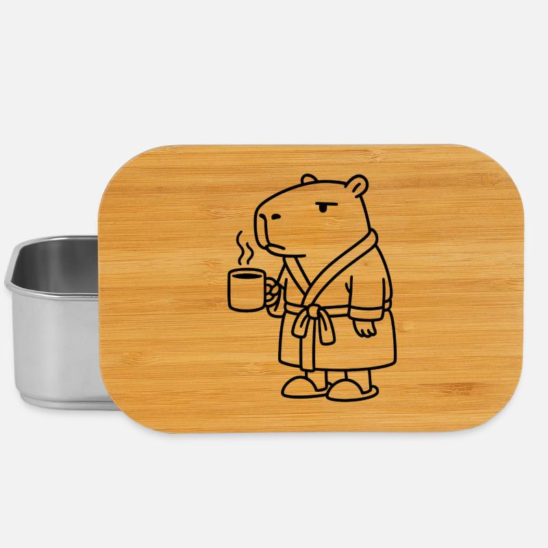 Capybara in a dressing gown Coffee - Lunch Box - silver