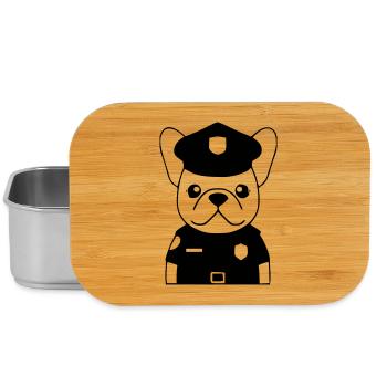 Frenchie Policeman Dog Black - Lunch Box - silver - Front