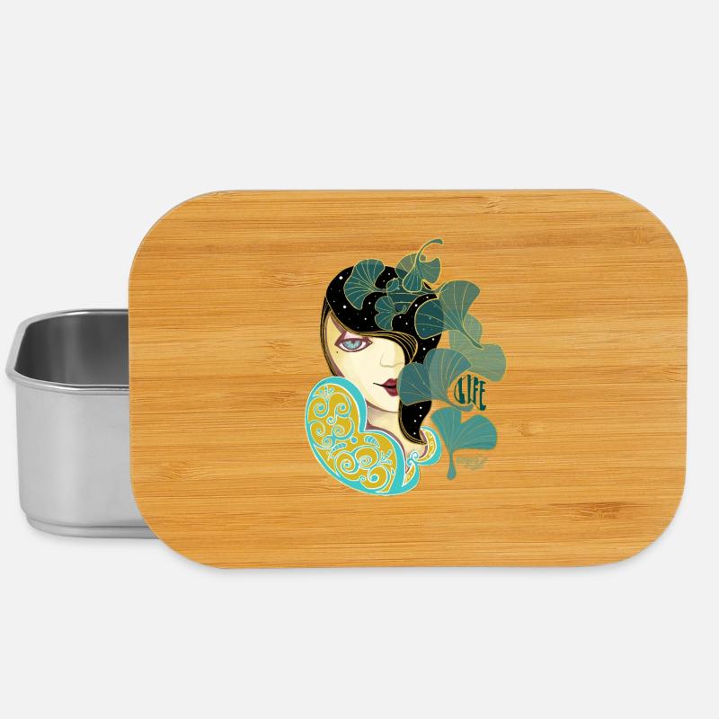 Beauté ginkgo dans le style Art nouveau - Boîte à goûter - argent