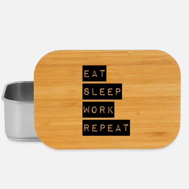 Abstrait manger, dormir, travailler, répéter le motif T-shirt - Boîte à goûter - argent