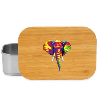 Elephant with colourful abstract motif. - Lunch Box - silver - Front