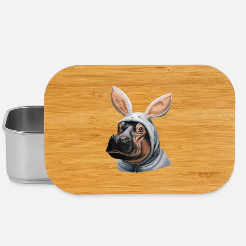 Lapin hippopotame blanc - Boîte à goûter - argent