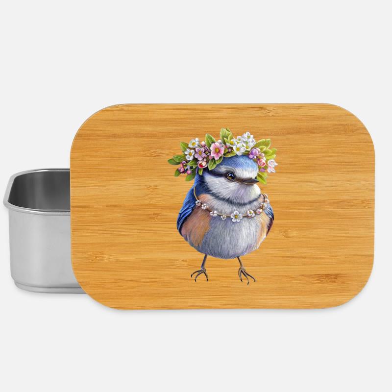 Vogel Blumenkranz - Lunch Box - Silber