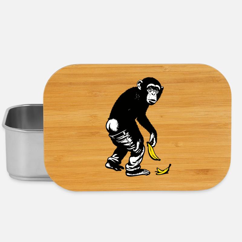 Grafischer Affe mit Banane rutscht die Hose runter - Lunch Box - Silber