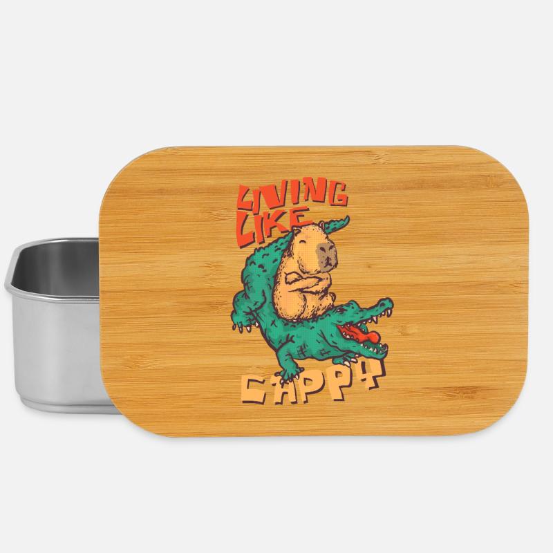 living like cappy - cappybara ride crocodille - Lunch Box - silver