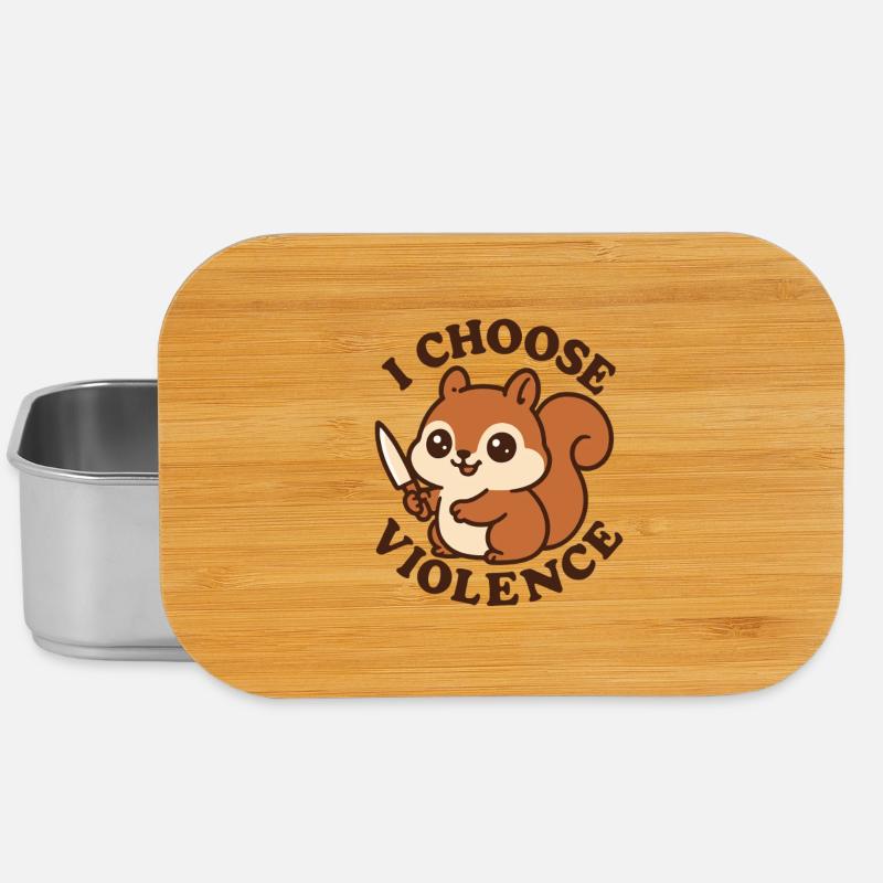 Rebellious Cute Squirrel – I Choose Violence - Lunch Box - silver