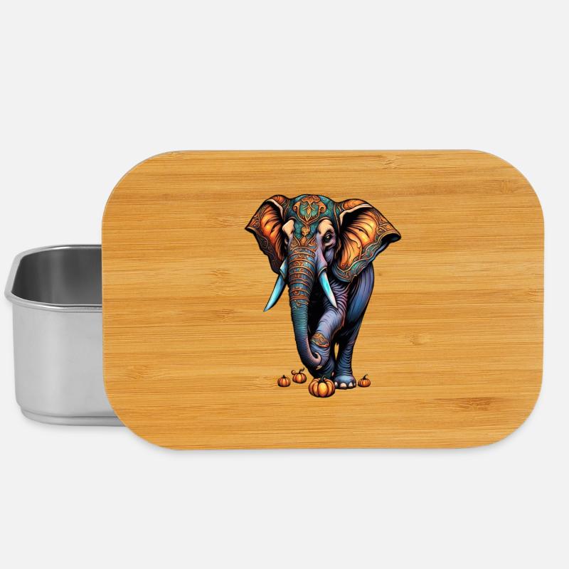 Ornament Elephant mit Herbstpumpkins - Lunch Box - Silber