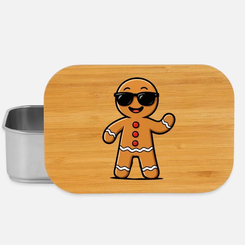 Gingerbread Mann mit Sonnenbrillen - Lunch Box - Silber