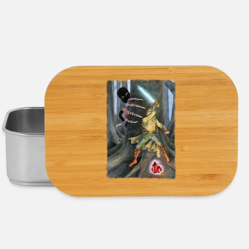 Fantasy Hero Battling Shadow Creature - Lunch Box - silver