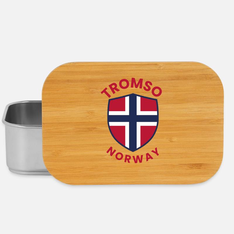 Tromsø-Schild: Norwegische Flagge - Lunch Box - Silber