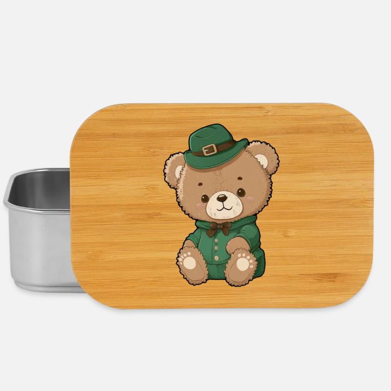 Emerald Leprechaun Bear - Lunch Box - silver
