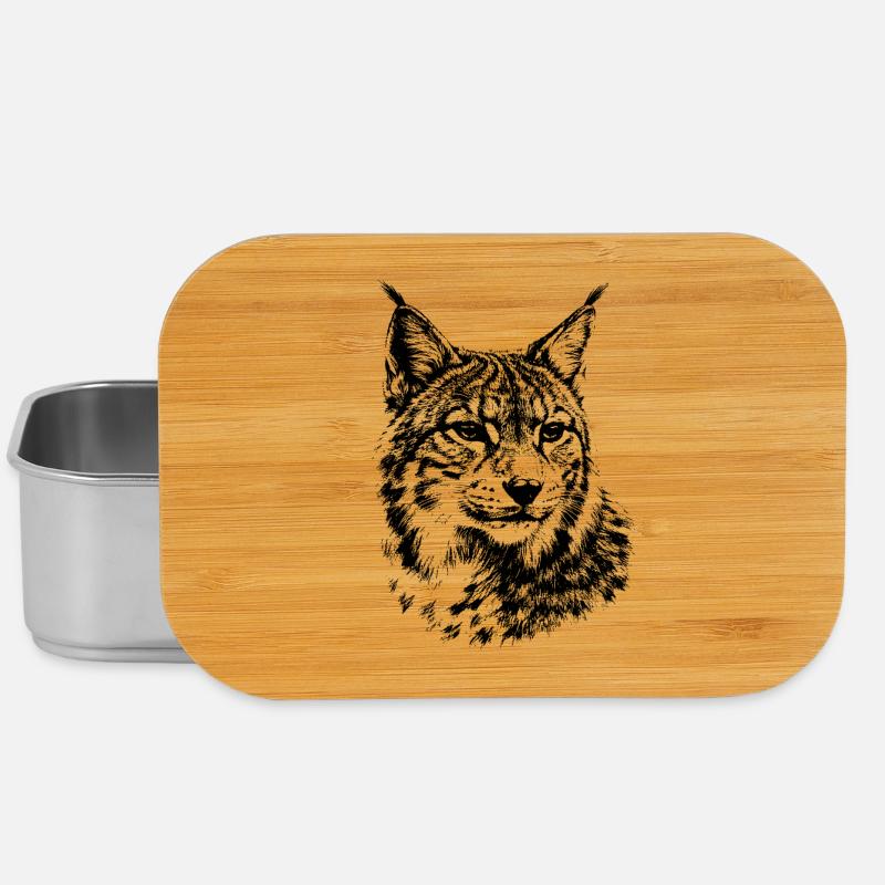 Luchs – minimalistische Grafiken einer Wildkatze - Lunch Box - Silber