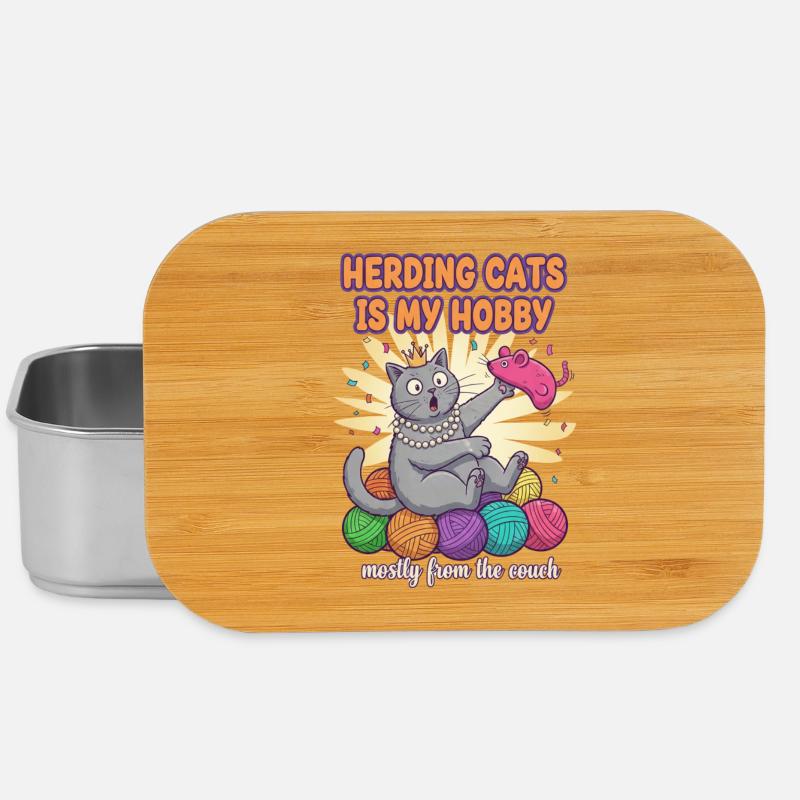 Herding Cats Is My Hobby – Funny Cat Design - Lunch Box - silver